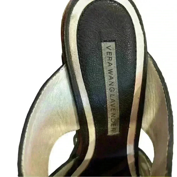 Vera Wang Lavender Platform Sandals Ankle Strap Studded Leather Black Size 7.5 - Picture 8 of 9